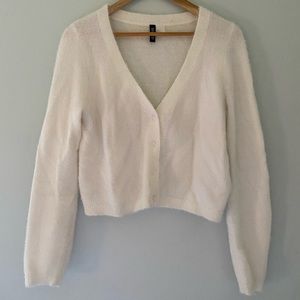 Fluffy white cardigan